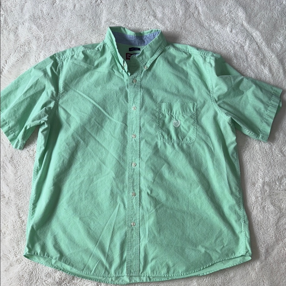 Chaps Men's Green Short Sleeve Plaid Button-Up Shirt Size XXL/TTG/EEG